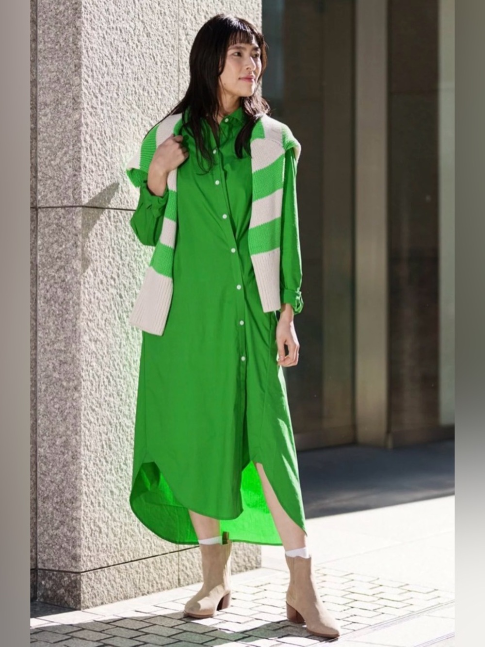 Banana Republic Asymmetrical Midi Shirt Dress NWT M Beachy Summer Vacation BoHo - Picture 3 of 6